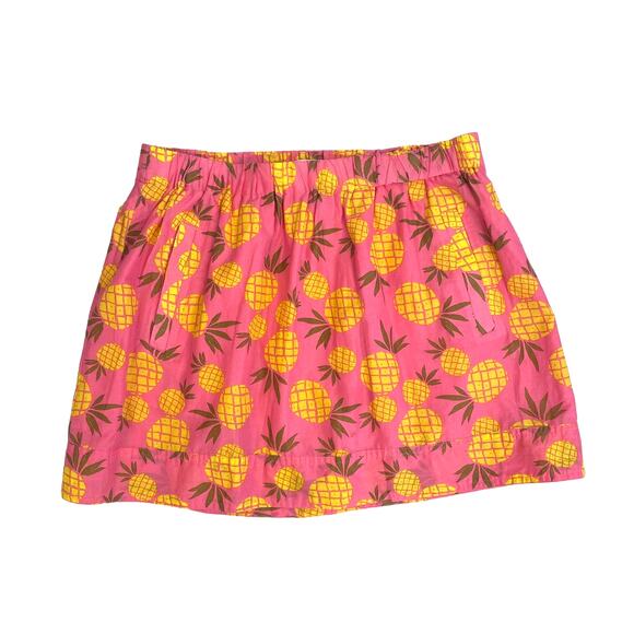 J. Crew 100% Cotton Pineapple Print Pink Mini Skirt Womens Small - Picture 1 of 6